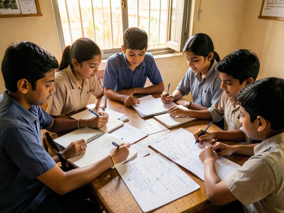 Students collaborating on a group project